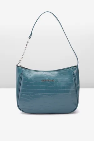 Lino Perros Croc Textured Structured Baguette Bag
