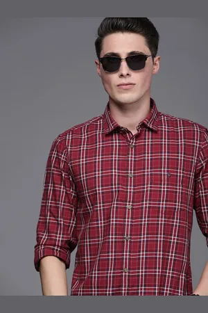 Louis Philippe Men Red Super Slim Fit Checked Casual Shirt