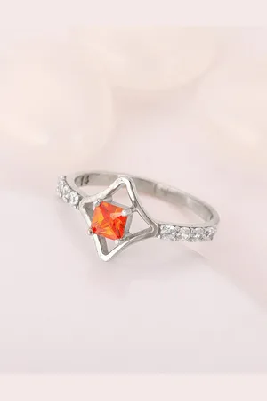 GIVA 925 Sterling Silver Rhodium-Plated Artificial Stone Adjustable Finger Ring