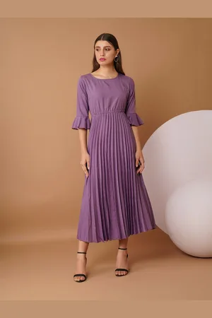 Chemistry Women Crepe Accordion Pleats Fit & Flare Midi Dress