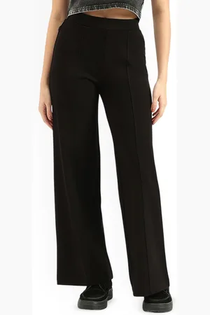 Benetton Women Straight Fit High-Rise Pleated Trousers