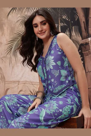 Sangria Floral Printed Top With Palazzos