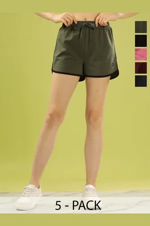 Dollar Missy Women Pack of 5 Mid Rise Cotton Sports Shorts