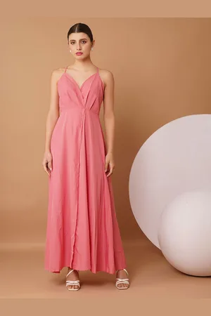 Chemistry Women Solid Shoulder Straps Neck Sleeveless Maxi Warp Dress