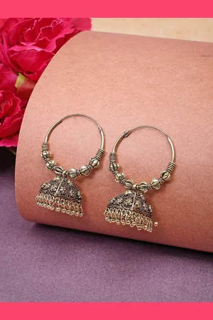Anouk Women Ethnic Gold Plated Oxidised Jhumka Earrings