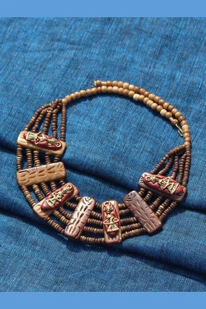 ExclusiveLane Tribal Men Beaded Bohemian Handcrafted Dhokra Art Necklace