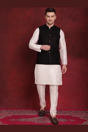 Jompers Woven Design Kurta With Pyjama & Nehru Jacket