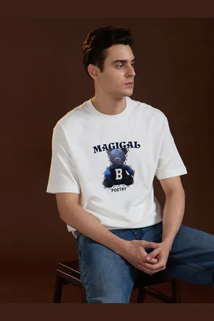 The Bear House Men Printed Drop-Shoulder Sleeves T-shirt