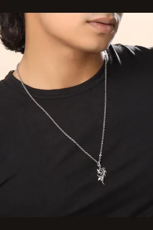 Kicky And Perky Men 925 Sterling Silver Guardian Pendant With Chain