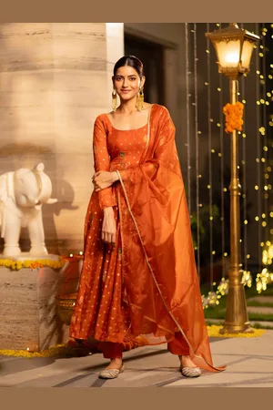Ambraee Women Embroidered Panelled Kurta with Trousers & With Dupatta
