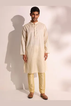 Fabindia Floral Embroidered Mandarin Collar Silk Straight Kurta