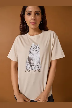 Mast & Harbour Women Graphic Printed Round Neck Cotton Relaxed Fit T-shirt