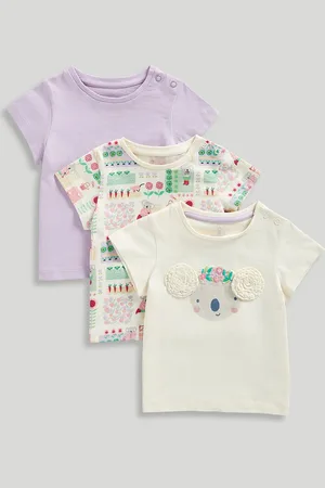 Mothercare Girls 3 Printed Applique T-shirt
