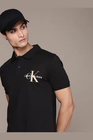 Calvin Klein Men Brand Logo Printed Polo Collar Pure Cotton T-shirt