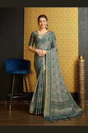 Ishin Ethnic Motifs Printed Zari Saree