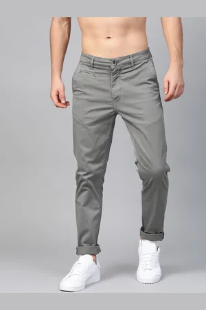 Roadster Men Grey Regular Fit Solid Chinos