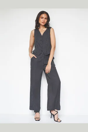 AND Striped V-Neck Top With Trousers