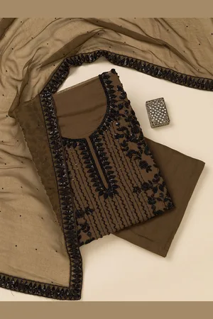 Koskii Ethnic Motifs Embroidered Sequinned Unstitched Dress Material