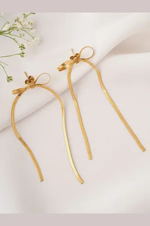 Joker & Witch Gold-Plated Geometric Inez Bow Style Drop Earrings