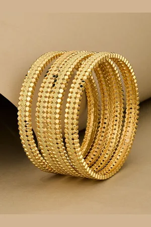 ATIBELLE Set Of 4 Gold-Plated Floral Textured Bangles