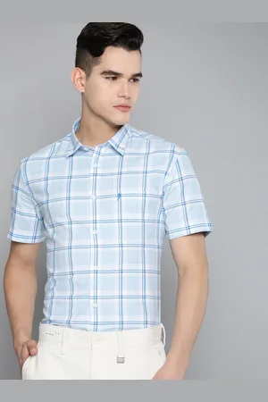 Indian Terrain Men Blue Slim Fit Tartan Checks Checked Smart Casual Shirt