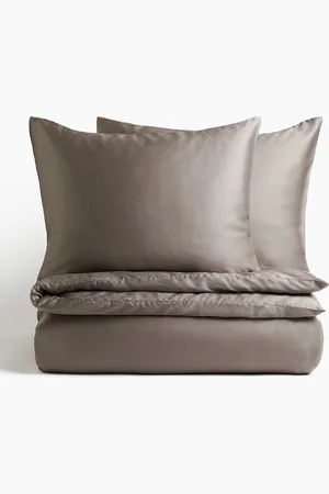 H&M Beige Satin Double/King Duvet Cover Set