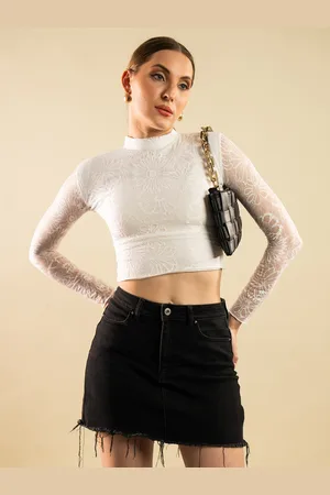 Stylecast Full Sleeves Crop Lace Top