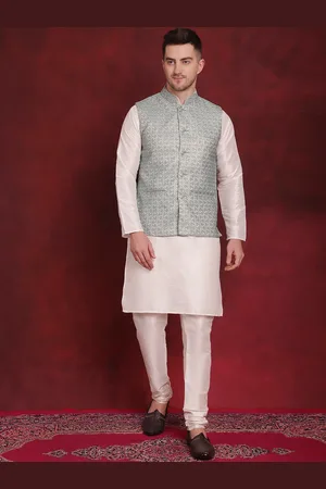 Jompers Woven Design Kurta With Pyjama & Nehru Jacket