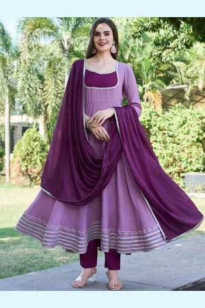 Kalini Panelled Round Neck Gotta Patti Anarkali Kurta With Trousers & Dupatta