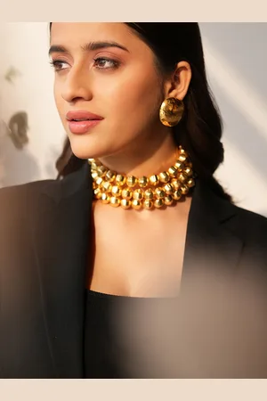 Binnis Wardrobe Gold Plated Anti Tarnish Beaded Necklace & Earrings