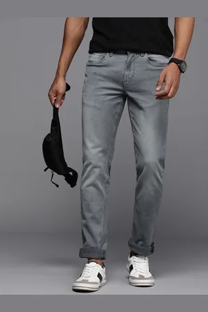 Louis Philippe Men Grey Matt Slim Fit Low-Rise Light Fade Stretchable Jeans