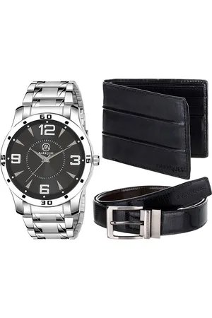 MARKQUES Men Black & Silver-Toned Solid Accessory Gift Set
