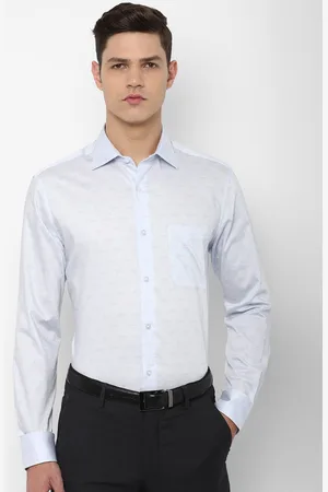 Louis Philippe Men Blue Printed Cotton Formal Shirt