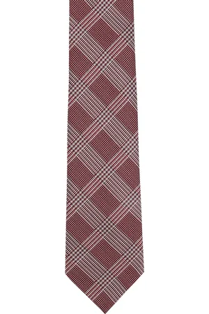 Calvadoss Men Red & Grey Checked Broad Tie