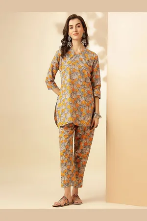 Roadster The Lifestyle Co Floral Printed Pure Cotton Tunic & Trousers Co-Ords