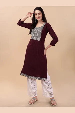 GUFRINA Women Striped Sequined Straight Kurta with Palazzos