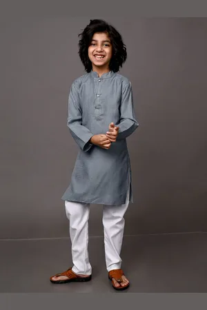 VESHAM Boys Grey Kurta with Pyjama set