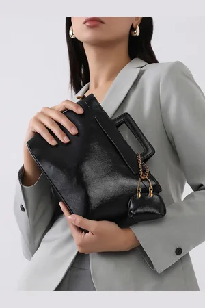 Campus Sutra Leather Structured Shoulder Bag with Tasselled
