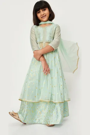 Max Collection Girls Thread Work Ready to Wear Cotton Lehenga & Blouse With Dupatta