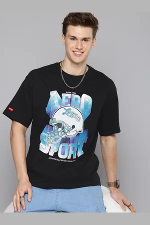 Aeropostale Brand Logo Printed Drop-Shoulder Sleeves Relaxed Fit Pure Cotton T-shirt