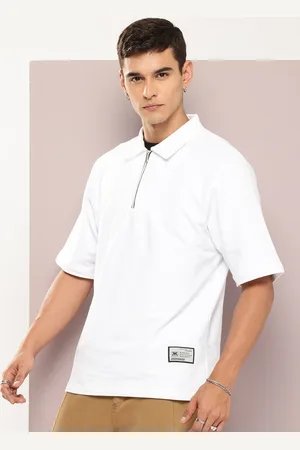 Kook N Keech Half-Zip Polo Collar Relaxed Fit Pure Cotton T-shirt