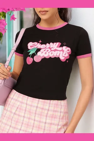 DressBerry Cherry Lady Printed Cutesy Tee