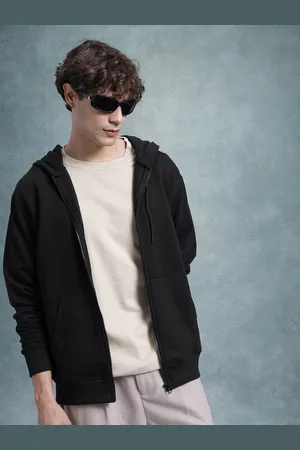 Roadster The Lifestyle Co. Solid Front Open Fleece Oversized Sweatshirt