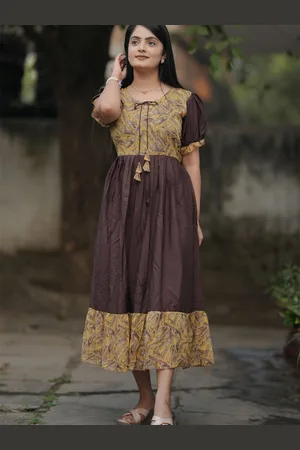 Kalini Print Puff Sleeve Fit & Flare Midi Dress