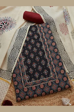Soch Ethnic Motifs Printed Gotta Patti Unstitched Dress Material