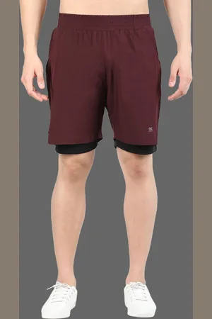 HRX Men Solid Double Layered Regular Fit Sports Shorts