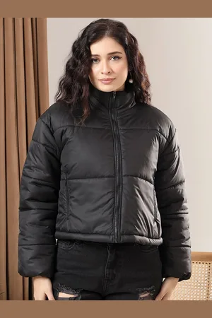 KOTTY Women Mock Collar Solid Casual Puffer Insulator Jacket