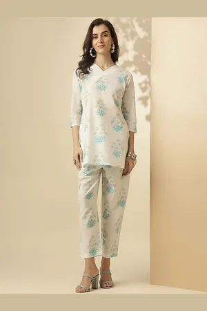 Roadster The Lifestyle Co Floral Printed Pure Cotton Tunic & Trousers Co-Ords