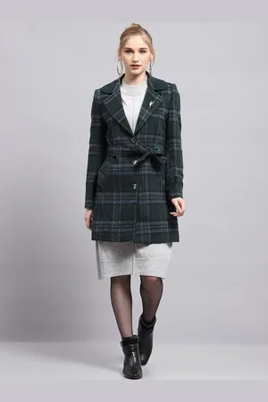 Monte Carlo Women Spread Collar Single-Breasted Woollen Overcoat
