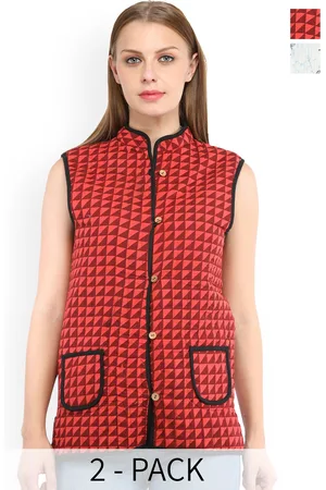 Exotic India Skyway and Cordovan Pure Cotton Reversible Waistcoat with Printed Trees